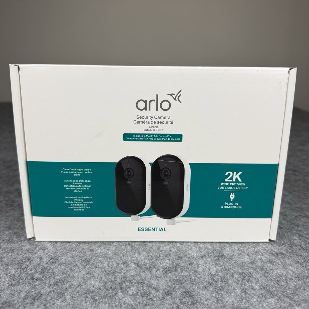 NEW 2-Pack ARLO Essential Outdoor Security Cameras Night Vision 2K (2025)